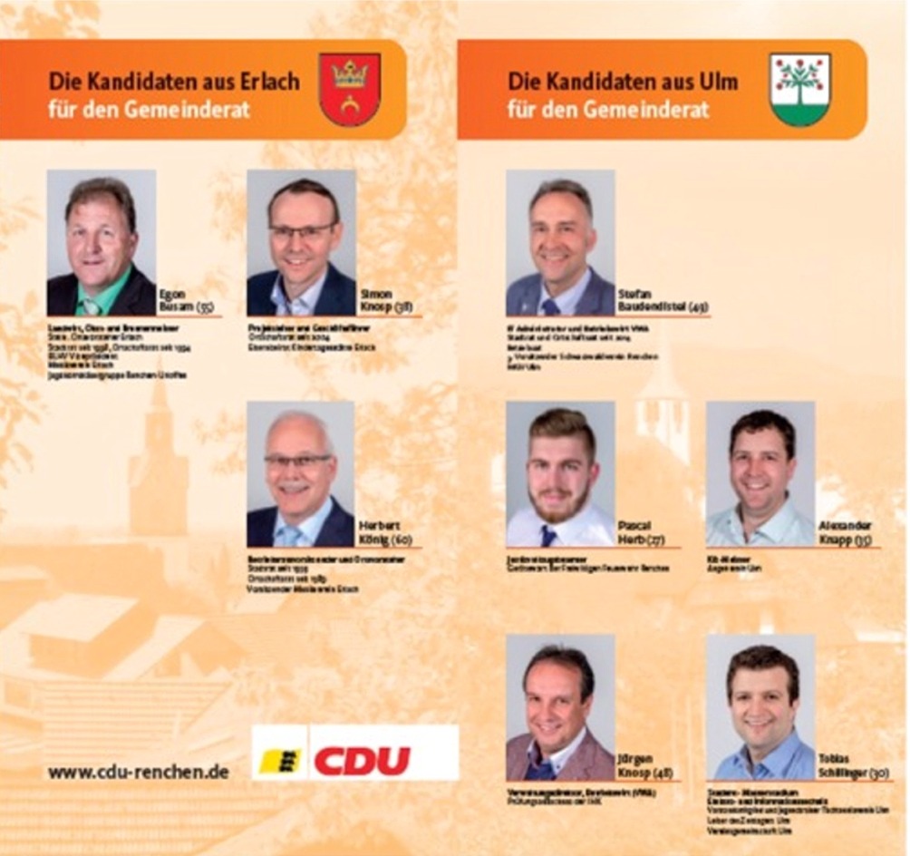 CDU Kandidaten GDR 2 Erlach und Ulm 2019